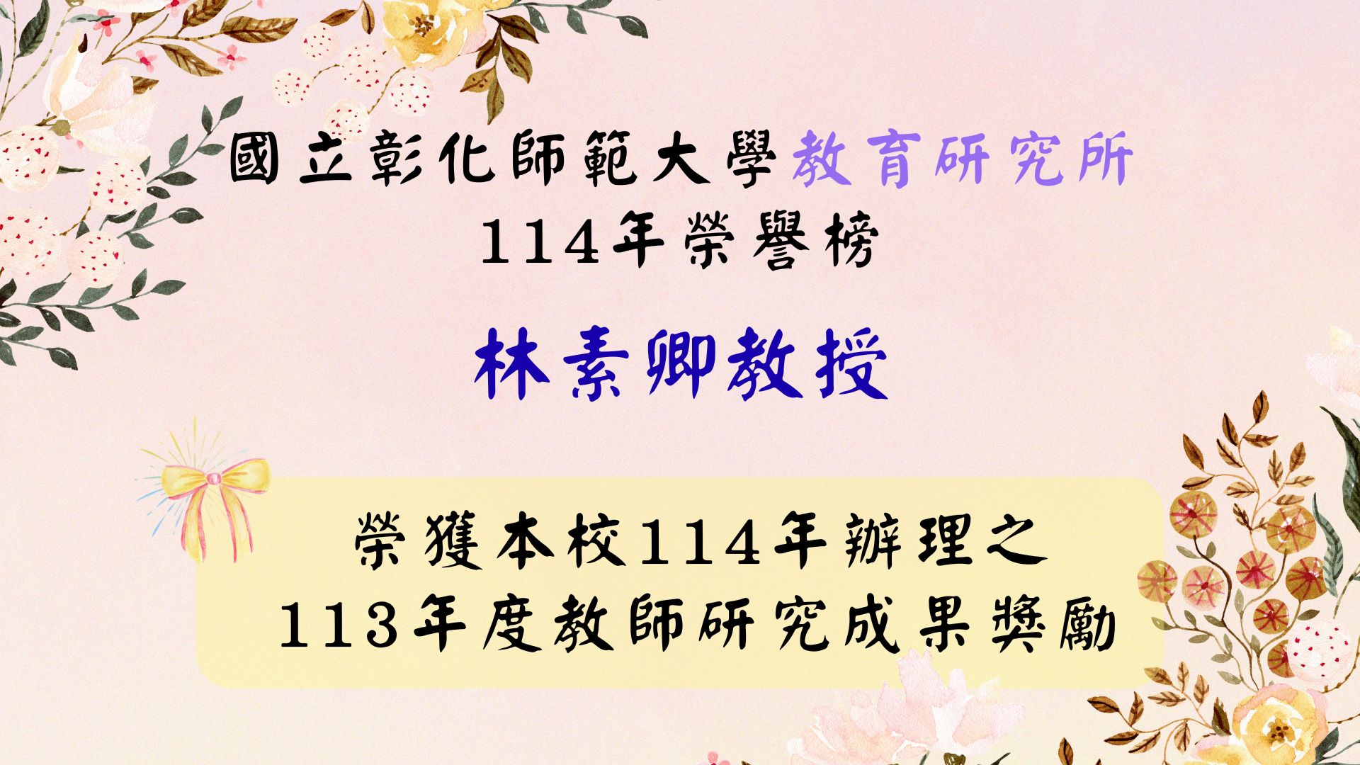 素卿老師研究成果獎勵