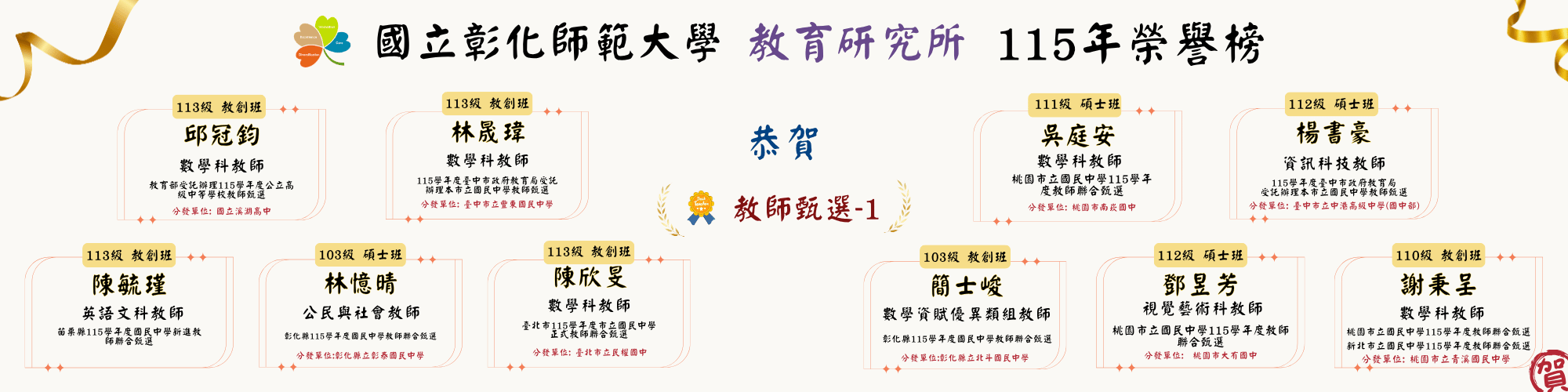 115教師徵選榜單